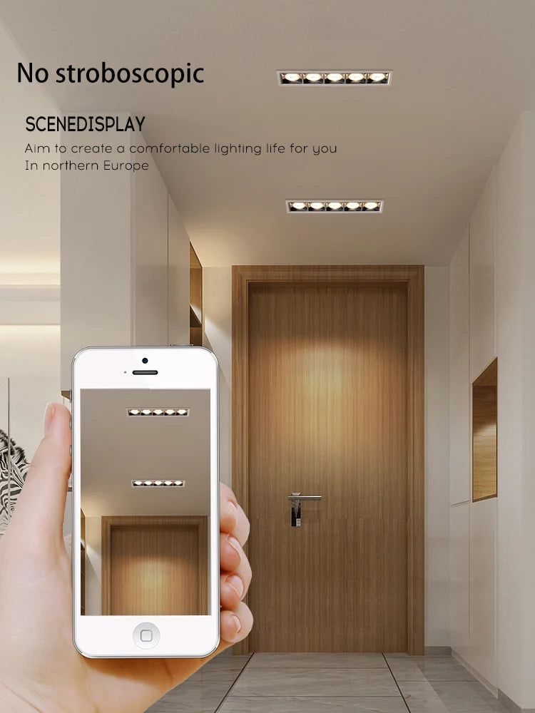 led linear anti-glare spotlight with integrated cob grille - vue 9 sur 10