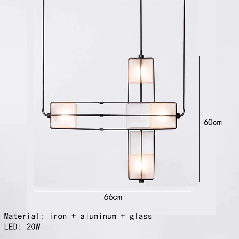 Art Deco glass and metal chandelier for hotel - vue 10 sur 12