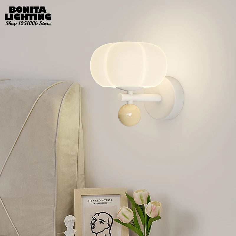 Minimalist modern cream pumpkin wall light