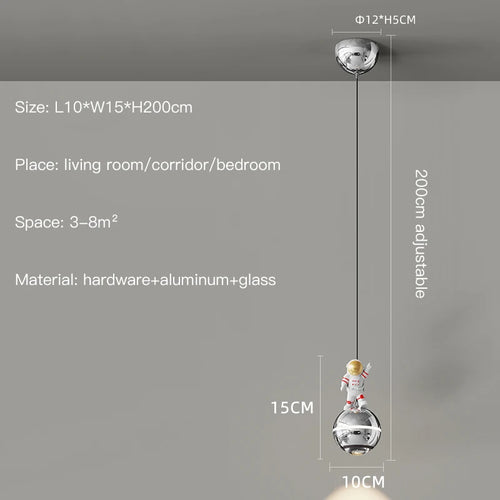 Modern LED astronaut design pendant light - vue 19 sur 18