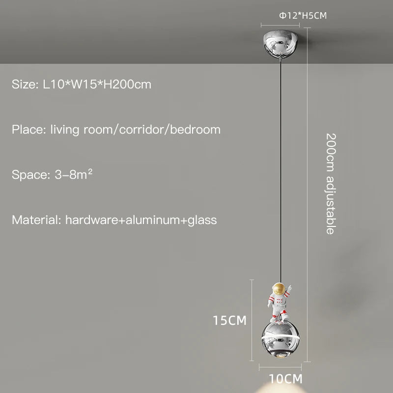 Modern LED astronaut design pendant light - vue 18 sur 18