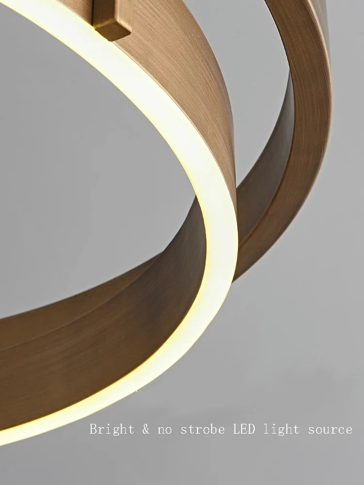 Nordic brushed bronze chandelier with LED pendant - vue 5 sur 9