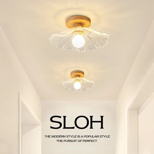 Nordic Japanese-style wooden ceiling light for entrance