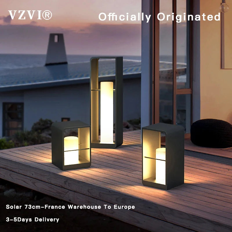 Solar garden LED lamp with waterproof remote control for outdoor use