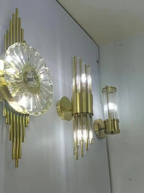 Modern stainless steel wall light with clear glass - vue 6 sur 9