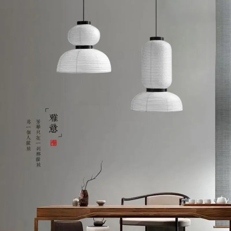 Danish design rice paper pendant light for interior decor - vue 6 sur 9