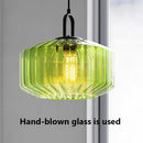Retro glass pendant chandelier with decorative LED light