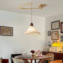 Wabi-sabi vintage chandelier with folding fabric shade
