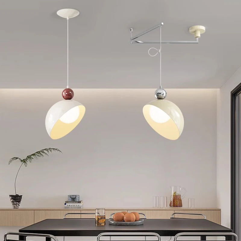 Foldable swing arm chandelier with retractable design for indoor restaurant use