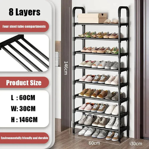 trendy space-saving 5-tier metal shoe rack - vue 16 sur 16