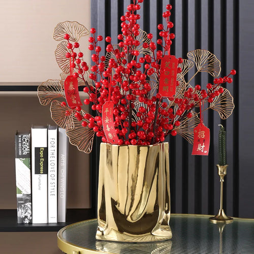 ceramic vase with silver frills for decorative flowers - vue 6 sur 12