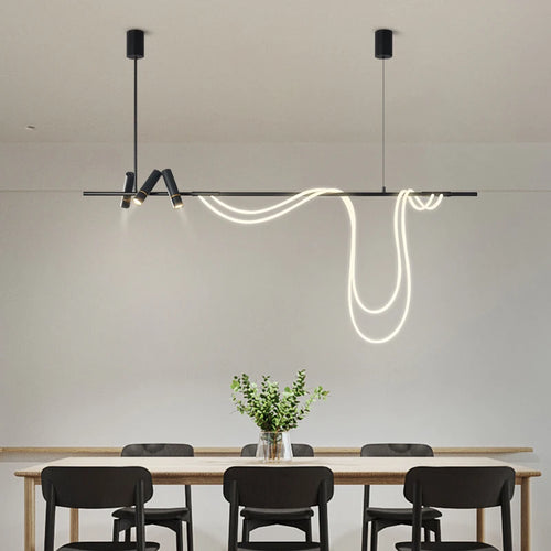 Modern long minimalist led pendant light for interiors - vue 2 sur 8