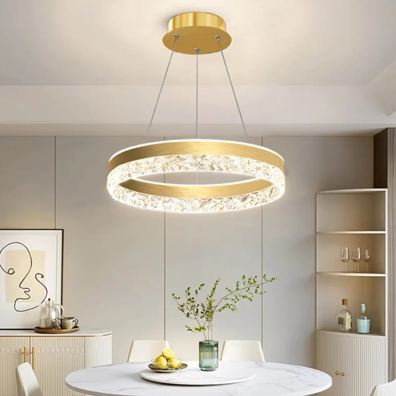 Simple round LED circular chandelier with decorative remote control