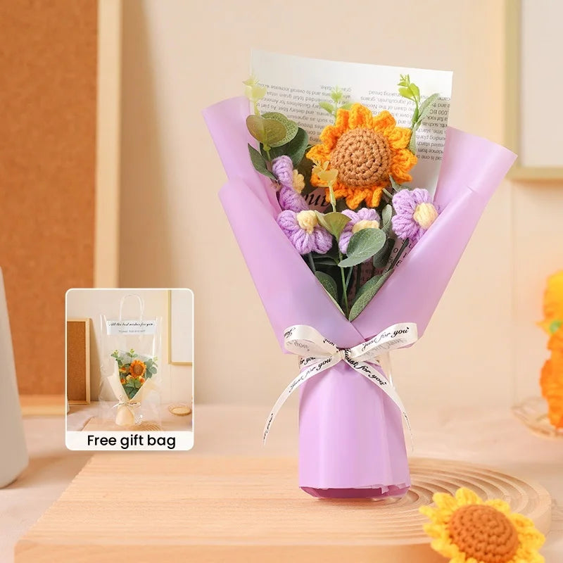Handmade crochet sunflower bouquet for gifts and decorations - vue 12 sur 13