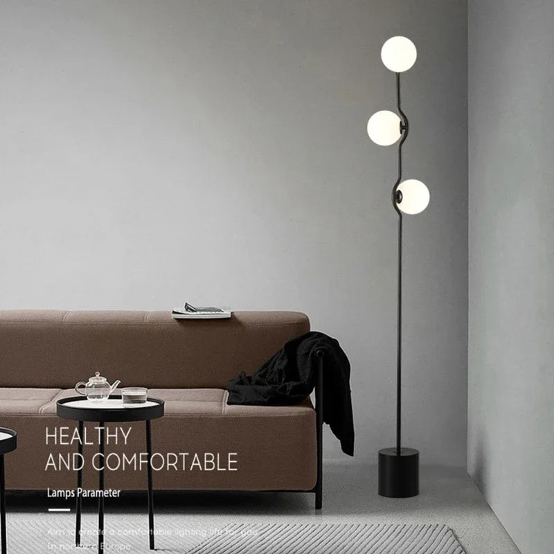 Modern iron and glass floor lamp for nordic interior decor - vue 3 sur 10