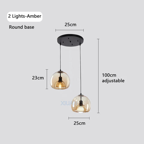Modern glass chandelier for indoor pendant lighting - vue 15 sur 16