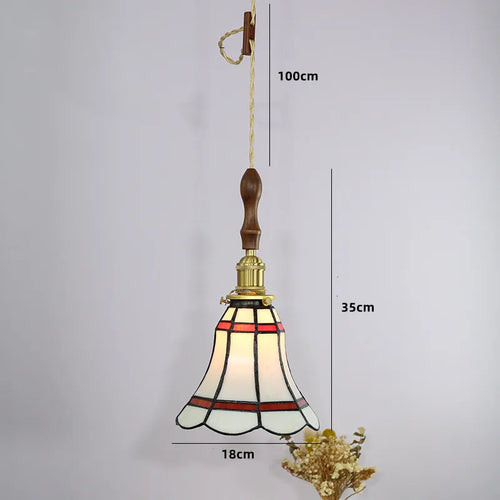 Nordic copper pendant light with stained glass for elegant interiors - vue 12 sur 14