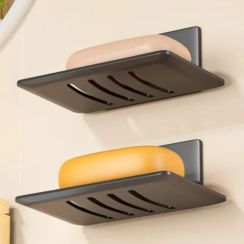 wall-mounted aluminum soap dish for storage and organization - vue 5 sur 9