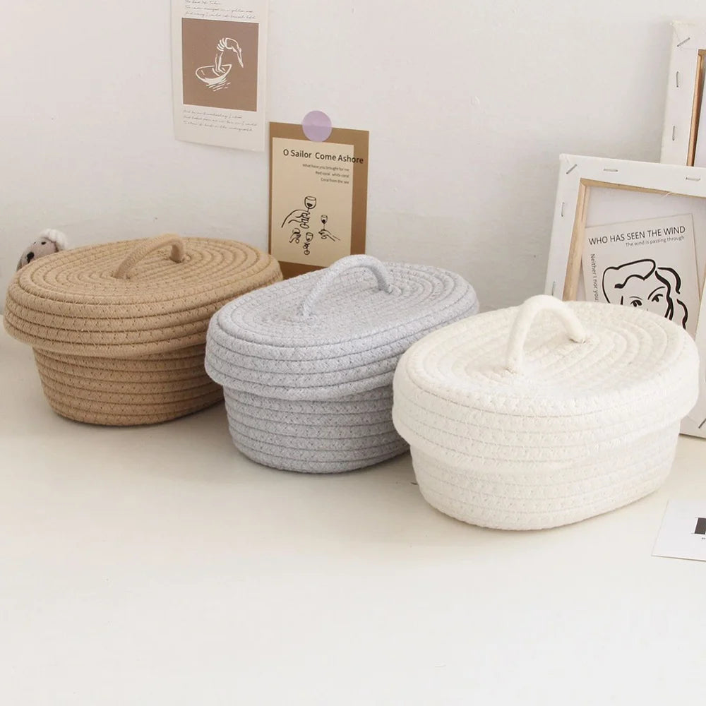 Oval cotton rope baskets for storage and organization - vue 4 sur 18