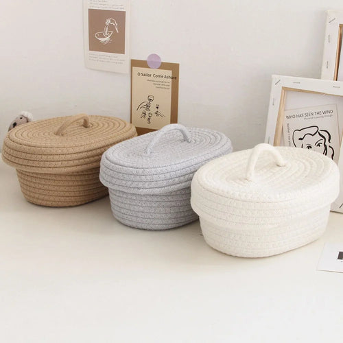 Oval cotton rope baskets for storage and organization - vue 4 sur 18