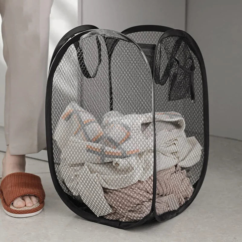 foldable laundry basket multipurpose mesh storage bag - vue 7 sur 8