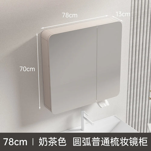 circular aluminum wardrobe with mirror, smart lighting and storage - vue 12 sur 32