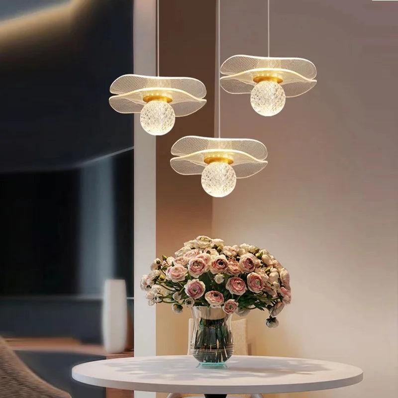 Customisable modern lotus leaf crystal pendant light - vue 3 sur 13