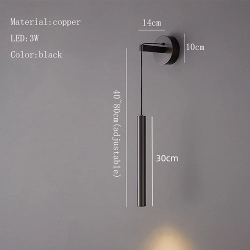 Luxury copper LED wall light with adjustable height and warm ambience