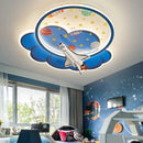 Children's indoor ceiling light with remote control rocket lights boy