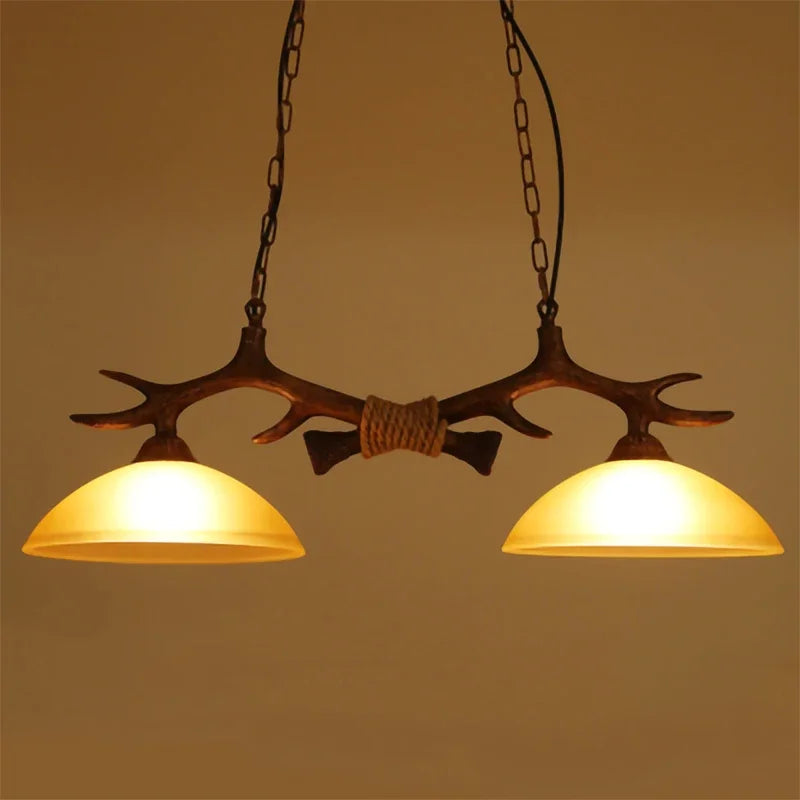 Vintage wooden pendant light with decorative LED
