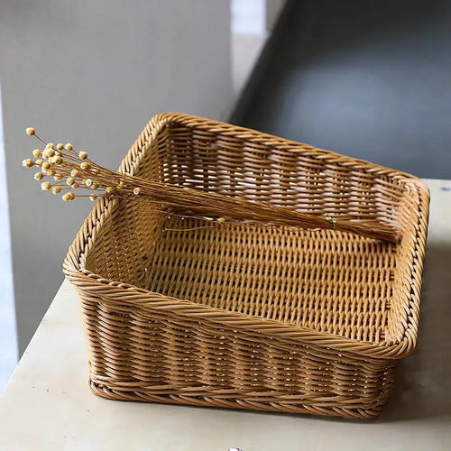 rattan serving tray with handles for storage - vue 2 sur 7