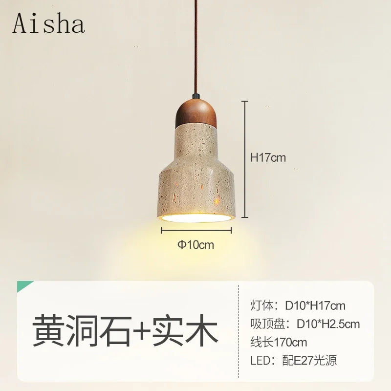 Retro stone pendant light for elegant interiors - vue 6 sur 7