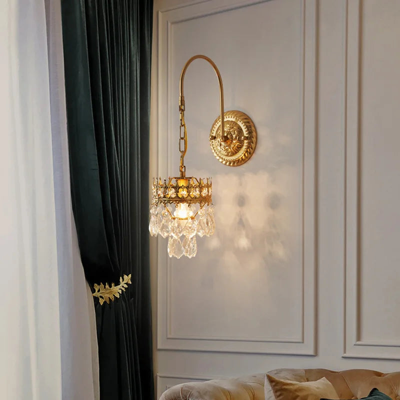 Retro crystal wall light for elegant interior decor - vue 5 sur 9