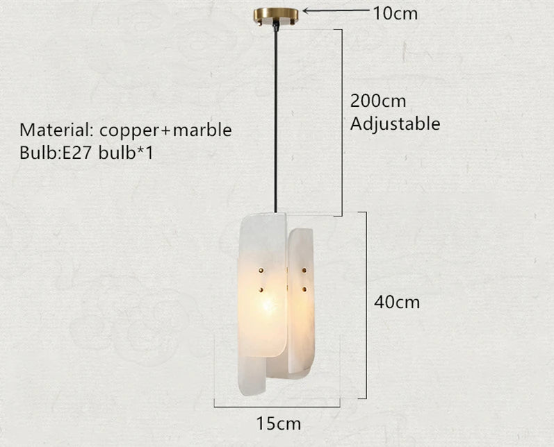 Genuine marble pendant light with adjustable copper wire new style