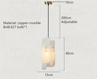 Genuine marble pendant light with copper wire and adjustable bulb