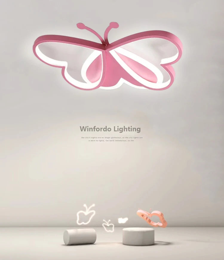 Children's butterfly LED chandelier with dimmable lighting