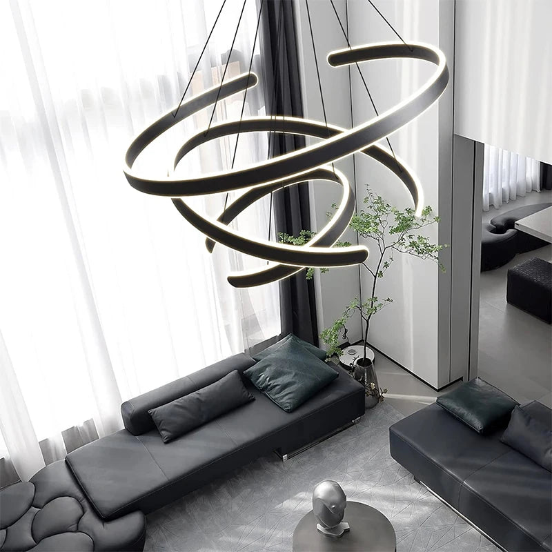 Minimalist open ring LED chandelier