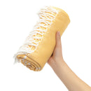 Absorbent Turkish beach towel with stripes and fringes, cotton