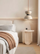 Japanese wabi-sabi style travertine bedside lamp modern decor