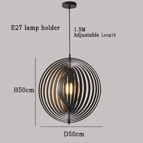 Nordic design wooden pendant light for restaurant - vue 12 sur 12