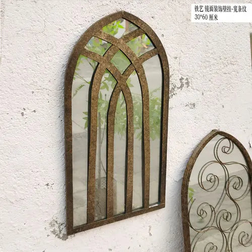 Nordic retro wooden mirrors for wall craft decoration - vue 9 sur 9