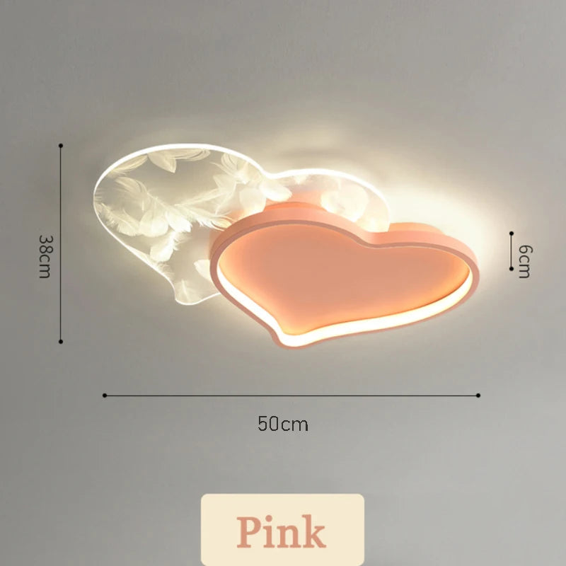 Modern heart-shaped feather ceiling light for decoration