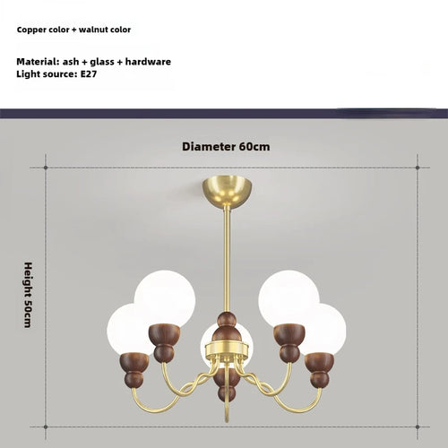 Retro glass and wood pendant lamp for an elegant interior - vue 12 sur 14