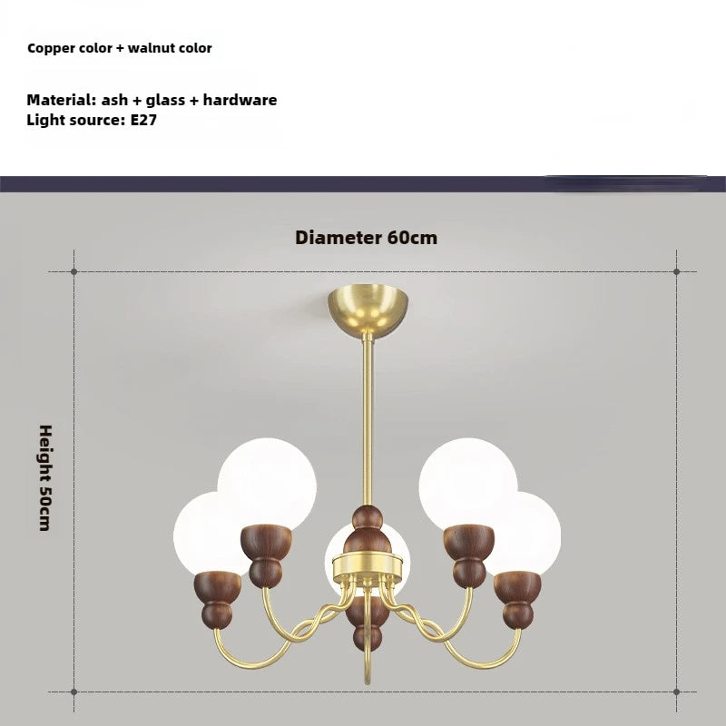 Retro glass and wood pendant lamp for an elegant interior - vue 12 sur 14