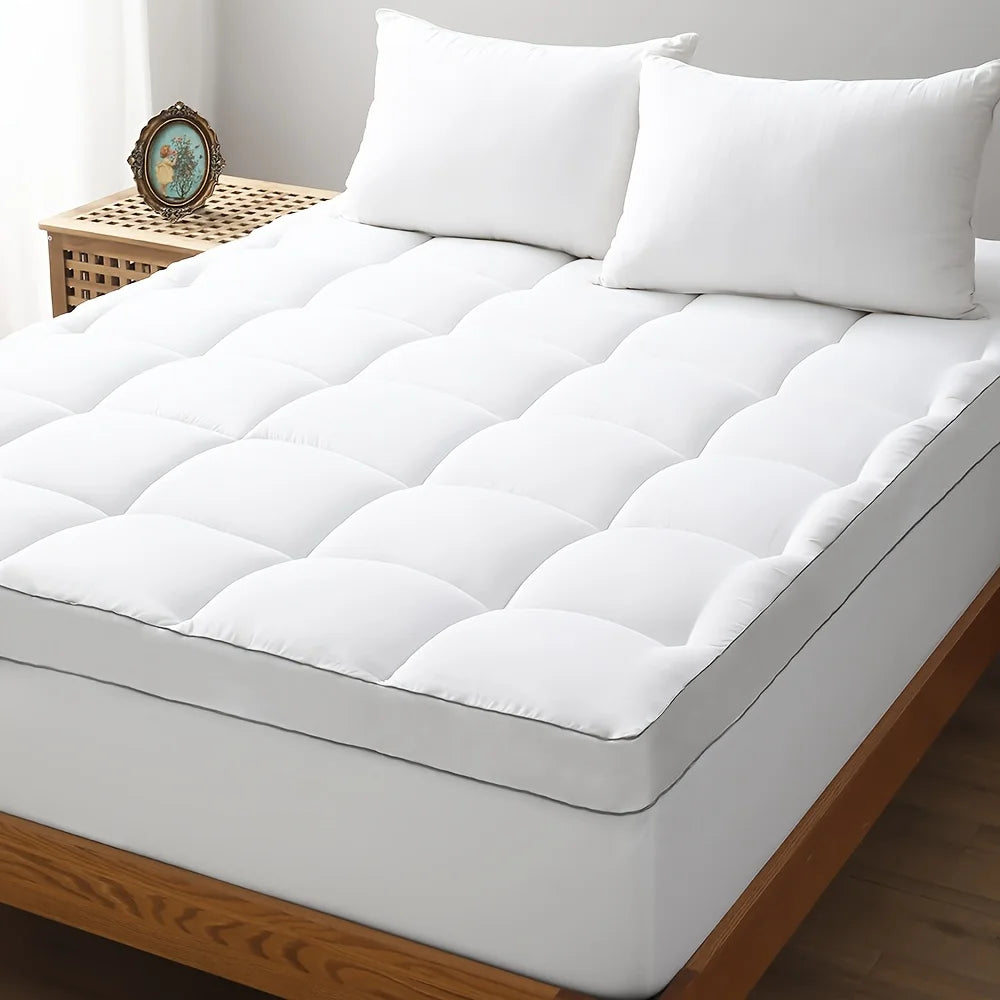 1pc Cooling Mattress Topper, Extra Thick Quilted Mattress Pad Cover with Deep Pocket, Fluffy & Soft Knitted Mattress Protector