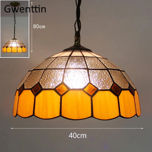 Tiffany style stained glass pendant light for interior decor - vue 18 sur 26