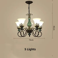 Antique classic ceramic and vintage glass chandelier