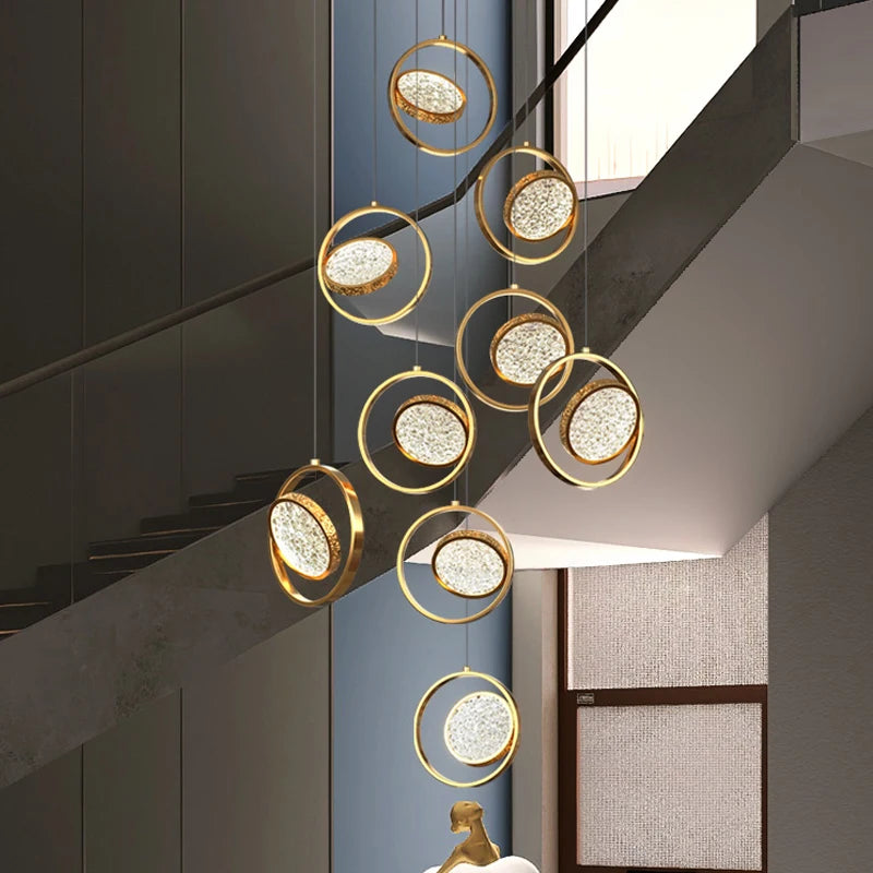 Deluxe minimalist LED ring chandelier for villa