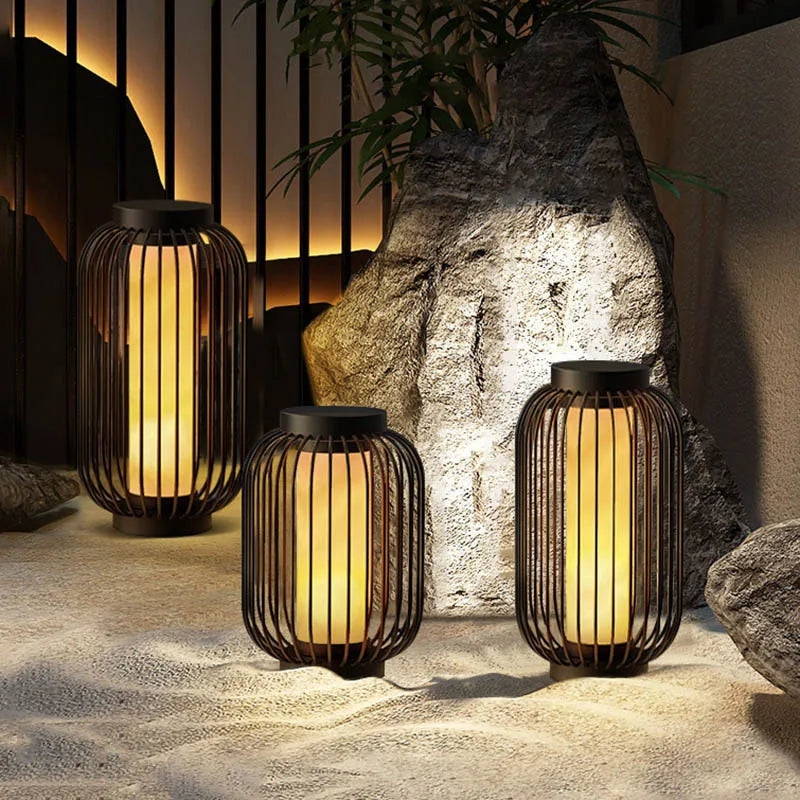 Solar LED bird cage garden decorative lamp
