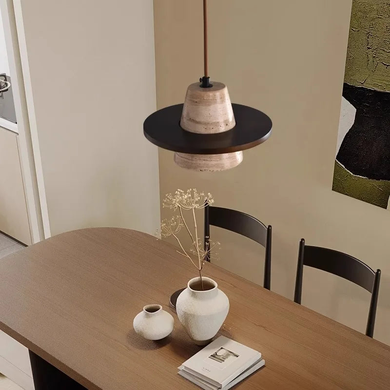 Small stone LED chandelier with retro medieval style